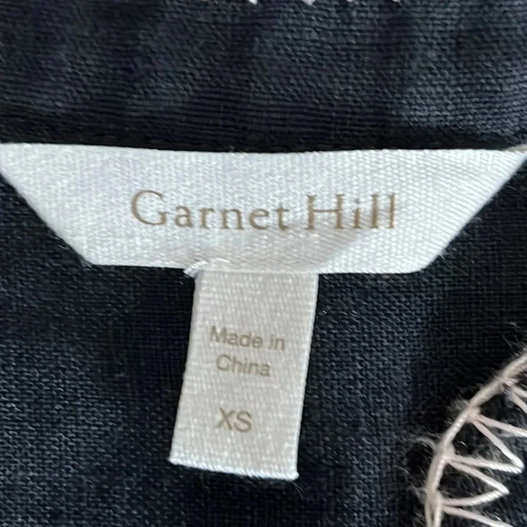 Garnet Hill European Flax Embroidered Dress in Black - Size XS - Picture 6 of 9